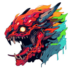 Fototapeta premium Art Illustration skull dragon monster style abstraction, sticker, print t-shirt design PNG transparent