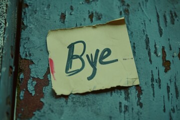 Bye message written on a post-it note