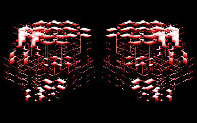 3d amoled abstact rectangular objects cubes black background