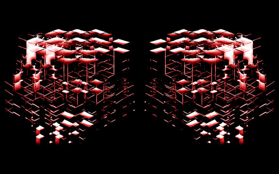 3d amoled abstact rectangular objects cubes black background