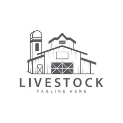 Fototapeta premium Farm barn logo vector warehouse simple minimalist vintage old village templet illustration
