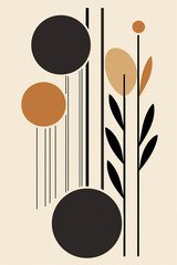Simple minimalist poster, Simple lines, clean line work, bold lines, natural boho shades.