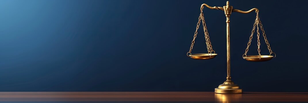 scales of justice banner with plenty of blank copy space for legal, law, political, court usage
