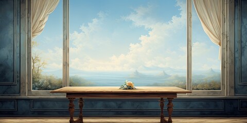 Window background with table, appearing unclear.