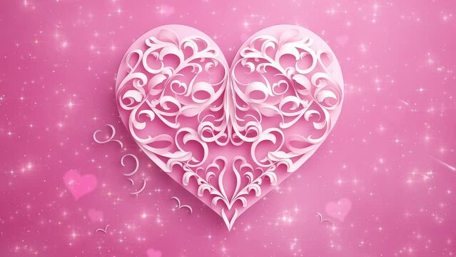 Love typography calligraphy text. pink valentine heart. seamless looping overlay 4k virtual video animation background 