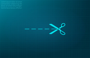 Scissors symbol. Vector illustration on blue background. Eps 10.