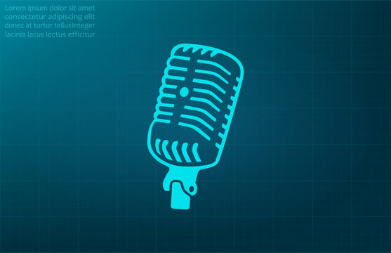 Microphone symbol. Vector illustration on blue background. Eps 10.