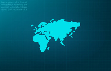 World map, continents symbol. Vector illustration on blue background. Eps 10.