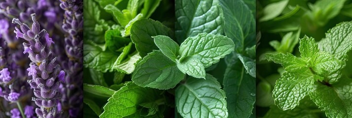 mint and lavender outdoor herbs - obrazy, fototapety, plakaty