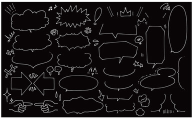 シンプルな手描きのコミック風吹き出しセット