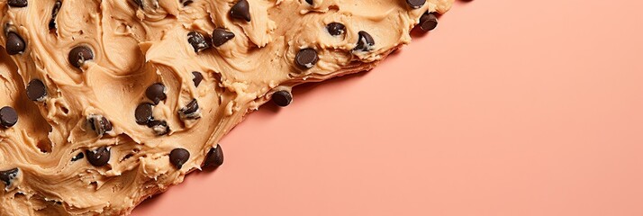 Chocolate Chip cookie dough on solid background with copy space