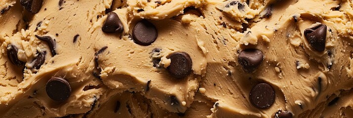 Chocolate Chip cookie dough on solid background with copy space