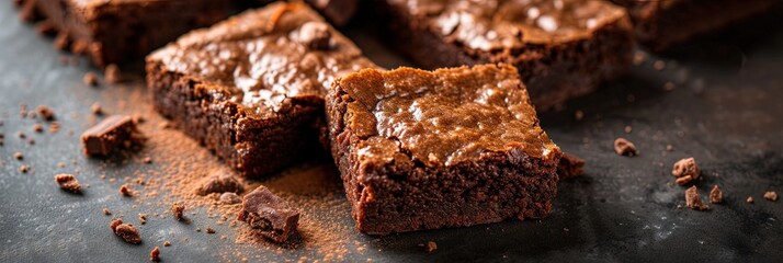 brownies on solid background with copy space