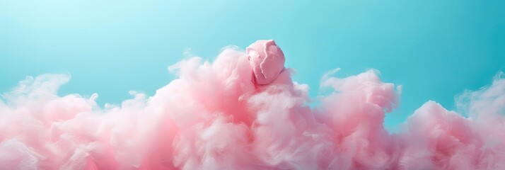 cotton candy on solid background with copy space