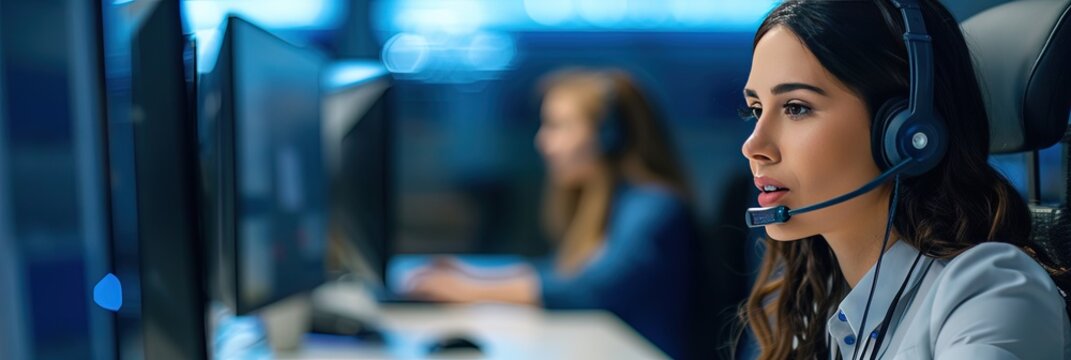 woman call center agent doing inbound and outbound sales