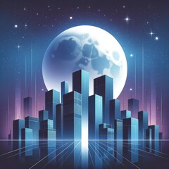 Obraz premium Serene Cosmic Urban Dreamscape