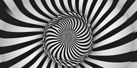 Hypnotic spiral pattern, with intertwining lines in black and white