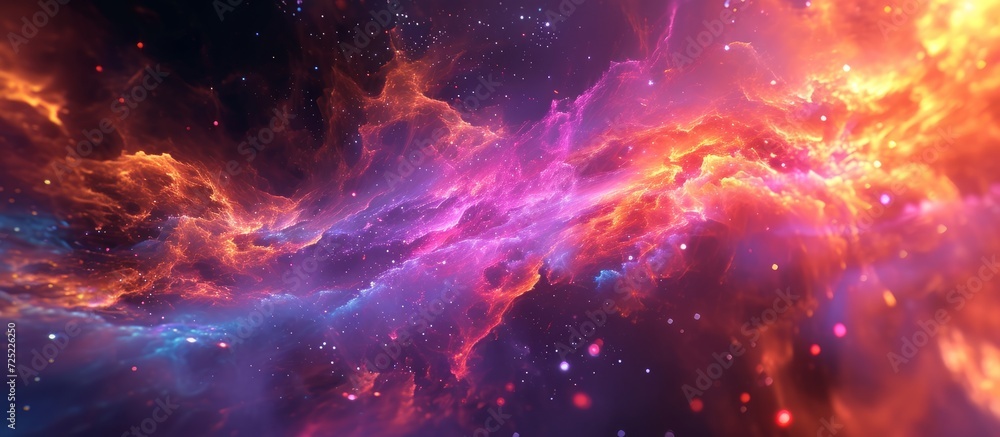 Poster dynamic abstract 3d artwork generates a captivating atmosphere in deep space, perfect for electronic