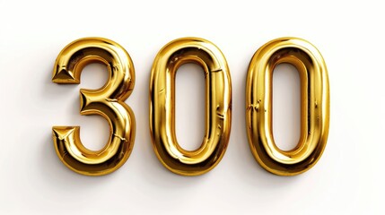Number 300 Golden Metal Text Generative AI