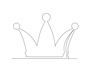 Continuous single one line sketch drawing of royal king and queen golden crown. One line art of luxury kingdom emperor jewel vector illustration