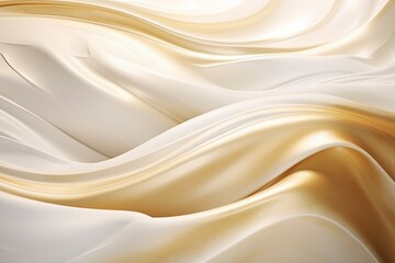 Liquid gold and pristine white intertwine in this HD snapshot, creating an abstract wavy masterpiece that shimmers in opulence. - obrazy, fototapety, plakaty