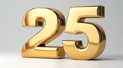 Naklejka premium Number 25 Gold Metal Unique Text Generative AI