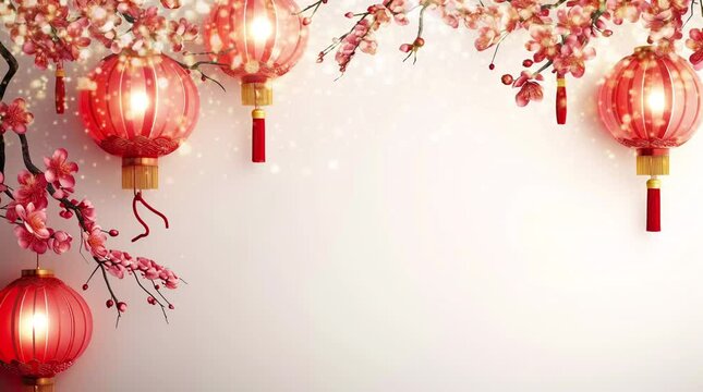 Handicraft Red Chinese Lantern, chinese new year decoratuon  Seamless looping 4k time-lapse virtual video animation background. Generated AI