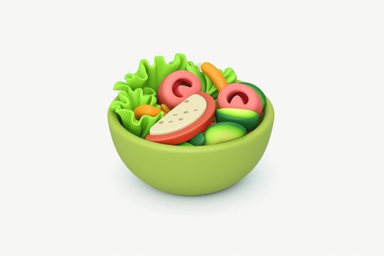 3D mixed vegetables on white background