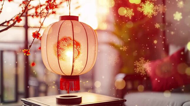 Chinese lanterns. chinese asian new year red lamps festival 3d chinatown traditional realistic,  Seamless looping 4k time-lapse virtual video animation background. Generated AI