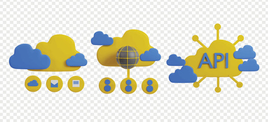 Cloud Computing 3d icons clipart. Tech 3d icons for homepage or UI UX.