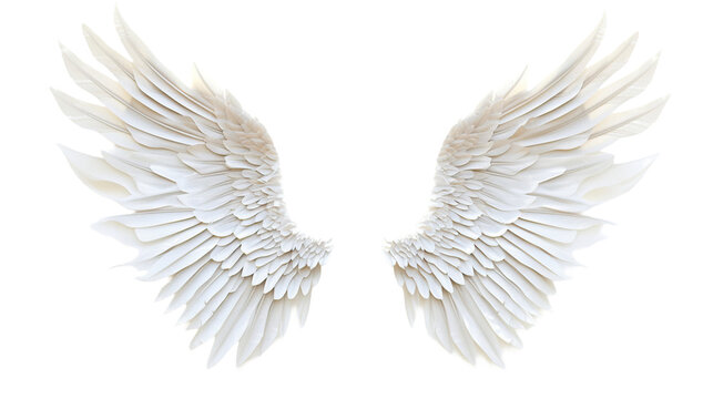 Angel white wings on transparent background