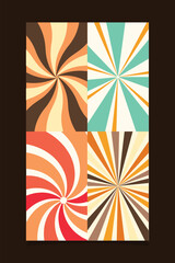 Obraz premium Retro Pop Groovy Sunburst Collection