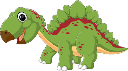 Cartoon stegosaurus dinosaur on white background