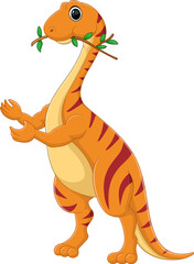 Cartoon euskelosaurus dinosaur on white background