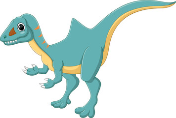 Cartoon concavenator dinosaur on white background