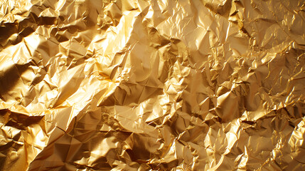 Crumpled gold foil background, generative ai