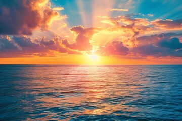 sunrise sky background over the ocean - obrazy, fototapety, plakaty