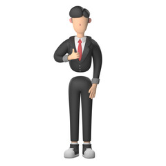  3D Businessman Character Showing Thumbs Up