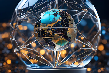 Glass World Globes, Network Polygon, Generative AI 