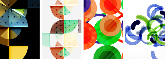 Charming geometric abstract posters. Mesmerizing set of circles, each design a harmonious blend of form and color. Elevate your design with modern, visually striking art