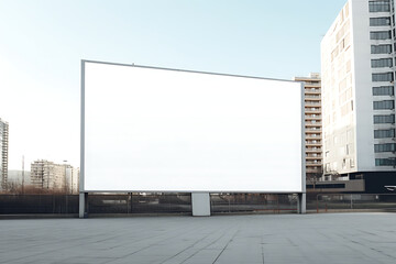 Obraz premium Blank billboard on the road with cityscape background. 3d rendering