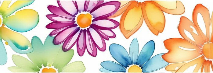 Seamless watercolor floral pattern on white background; for wrappers, wallpapers, postcards, greeting cards, wedding invites, romantic events