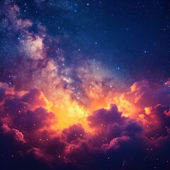Fototapeta na wymiar Galactic Clouds Over Ocean - Night Sky Marvel