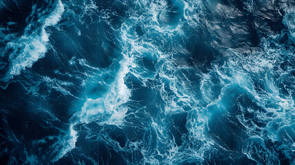 Rippling blue sea or ocean waves Abstract water surface, Generative Ai