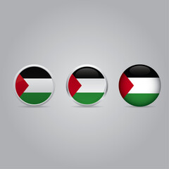 Vector Set of Palestine Round Icons