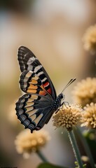 Obraz premium Vibrant Butterfly on Flower, Nature Beauty Close-Up