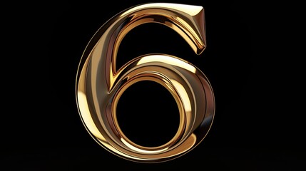 Number 6 Logo Golden Metal Icon Fancy Generative AI