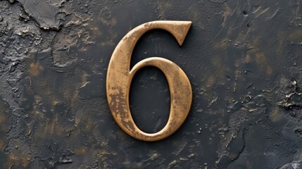 Number 6 Logo Golden Metallic Icon Fancy Generative AI