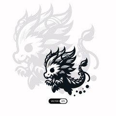 [ MEIJICRAFT ] Chibi Dragon Monster Mascot Logo Icon Illustration