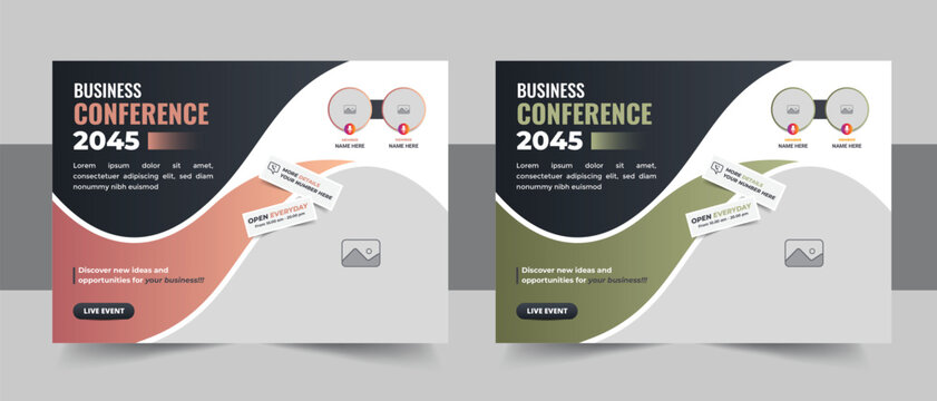 Horizontal conference flyer design template layout vector, business conference flyer template design